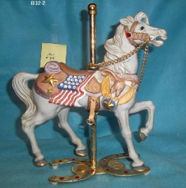 Off White Carousel Horse with Eagle and Flag