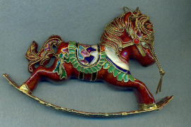 Enameled Brown Rocking horse Ornament