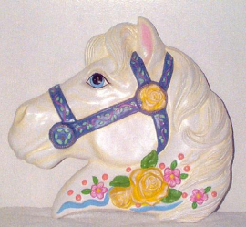 White horse w/yellow roses
